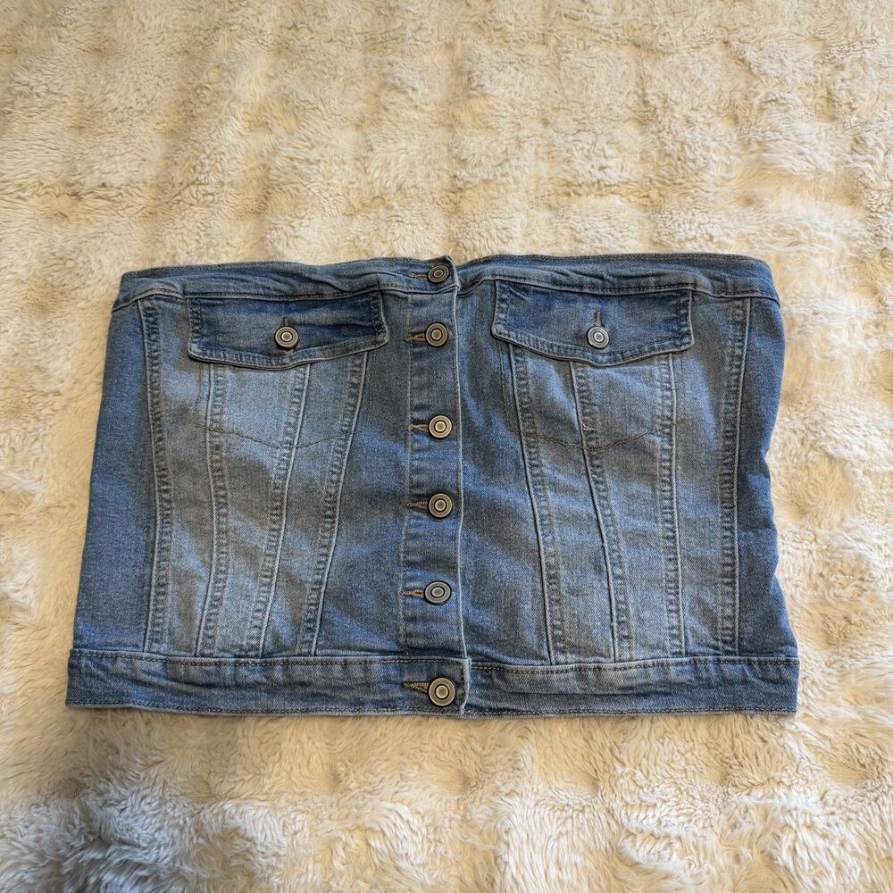 Project Rebel Denim Corset Top Womens Size XL Stretch Festival Boho Western